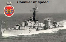 Cavalier at speed with crest